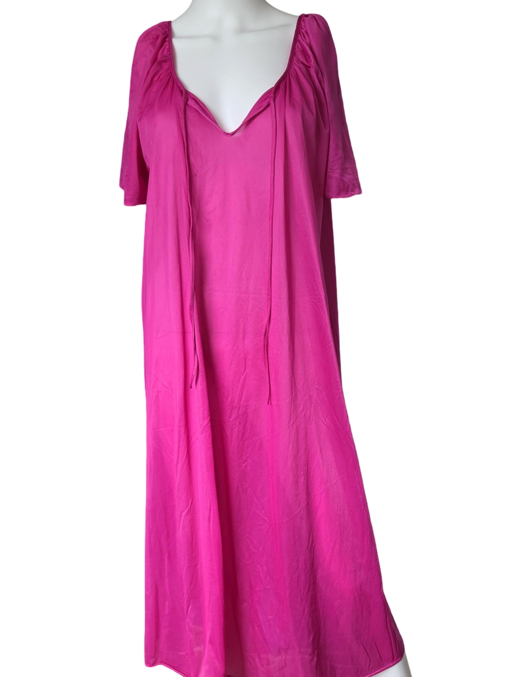 Vintage First Lady Nightgown Fuchsia Pink Short Sleeve Womens One Size OSFA 8-18